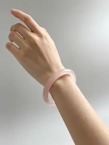 Pink & Green Jade-Like Bangles, Elegant Round Bracelet for Girls & Women