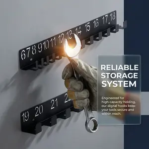 Two-Piece Wall-Mounted Wrench Rack Portable Digital Wall Storage Creative Home Number Hooks Set