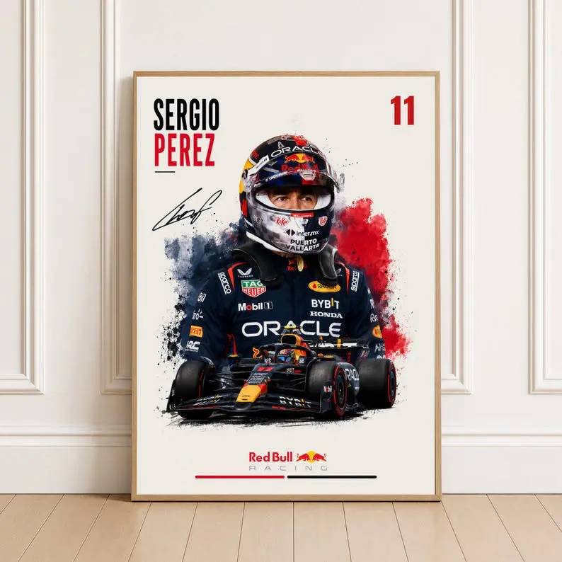 Sergio Perez F1 Poster, Formula 1 Wall Art, Formula 1 Print, Racing Poster, Motorsport Poster, Car Poster, Racing Wall Art