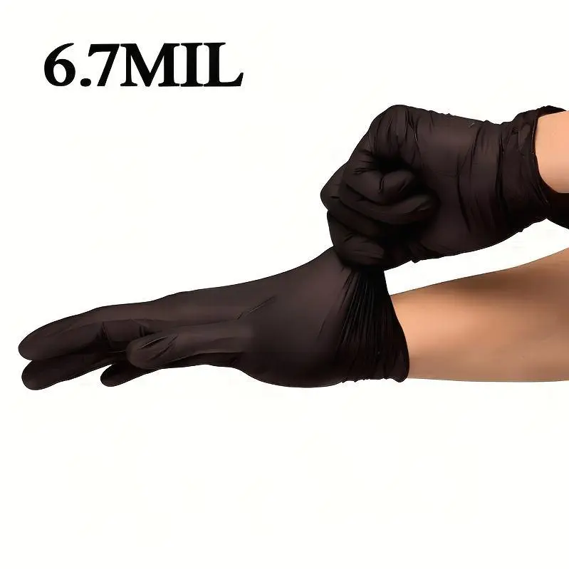 50pcs Black Disposable Pure Nitrile Gloves | Premium Quality for Household Cleaning, Pet Bathing, Tattoo And Beauty Salon Tools, Daily Home Use, And Professional Cleaning Purposes,, Car Care, Gloves, Cleaning Gloves | Textured | Durable