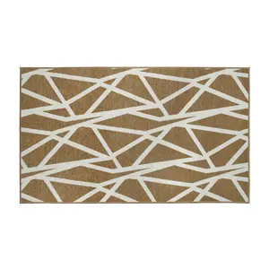My Magic Carpet Intersections Camel Machine Washable Area Rug, 3x5 Stain Resistant, Non-Slip, Waterproof
