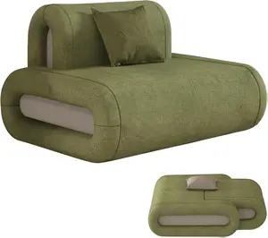 Forest Green Convertible 51 Inch Oversized Couch for Living Room, Boneless Designed Cloud Sectional Foam Couch with Removable Back Support, Deep Seat Floor Sofa with Throw Pillow