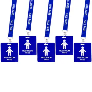 Lanyards with Card Passes, Unbreakable School Classroom Passes Set for Teacher Parents (Hall Bathroom Library Office & Nurse),5 Pcs (Boys Restroom)