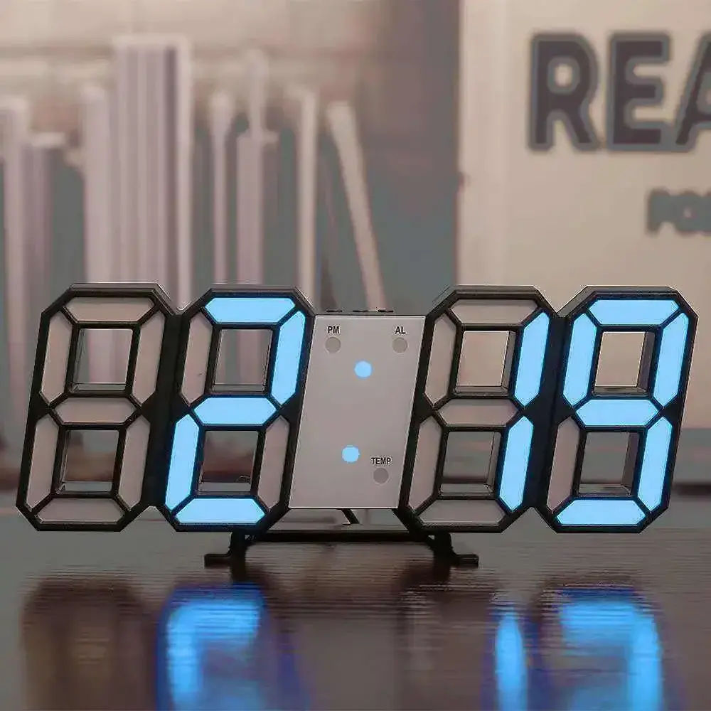 3D Led Clock Calendar Thermometer Display Watch Electronics Alarm Clocks Bedroom Decoration Digital Desk Clock Table Decorations No brand Light Plastic