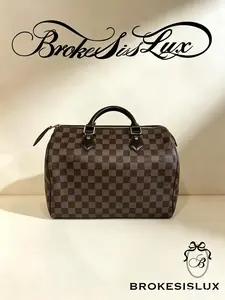 Pre-owned Louis Vuitton Damier Ebene Speedy 30 (Black Leather Trim, Gold Hardware)