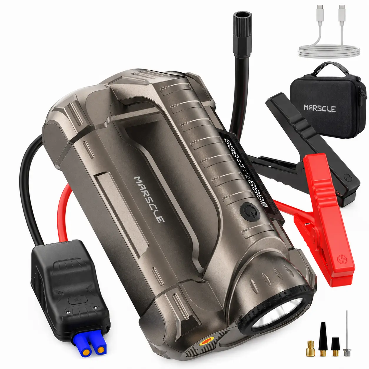 Marscle Q13 Pro Car Jump Starter with Air Compressor for 10L Gas/7L Diesel Real 24000 mAh  Car Battery Jumper Starter Portable  Booster with 150PSI Auto-Shutoff Tire Inflator, 12V Supersafe Lithium Jump Box Car Truck Accessories Perfect Gift