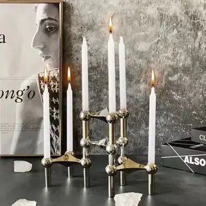 1 Piece Of Metal Molecular Structure Candlestick, Simple Tripod Candlestick, Candlestick Core Living Room Decoration, Household Candlestick Decoration - Free To Match The Candle Holder, Match Your Unique Candlestick,Christmas Decorations，Fall decor，Table