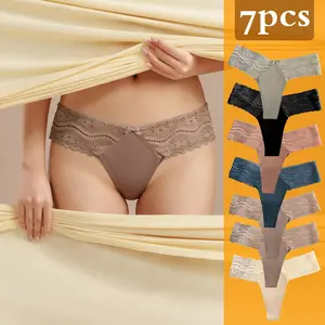 Women's Seamless Scallop Trim Underwear Set, Comfortable Breathable Antibacterial Panties, Fitted Casual Everyday Style for All Seasons.Women's Fashion Comfy Underwear Summervibes，Mother's Day gift