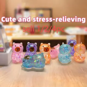 Capibra Squeezable Toy Squishies, slow rebound for stress relief, 3D adorable bear design, exquisite details with glitter, a stress-relieving toy that makes a great holiday gift, suitable for gifting to best friends or sharing with friends.