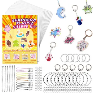 172pcs/185pcs Shrink Art Kit, DIY Plastic Board Keychain Set, Includes Shrink Film and Keychains, Christmas Stocking Gift, Party Favors, Keychain Surprise Collectibles