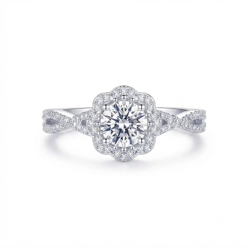 [EVA Jewelry] Cinderella 925 Sterling Silver Synthetic Moissanite Ring
