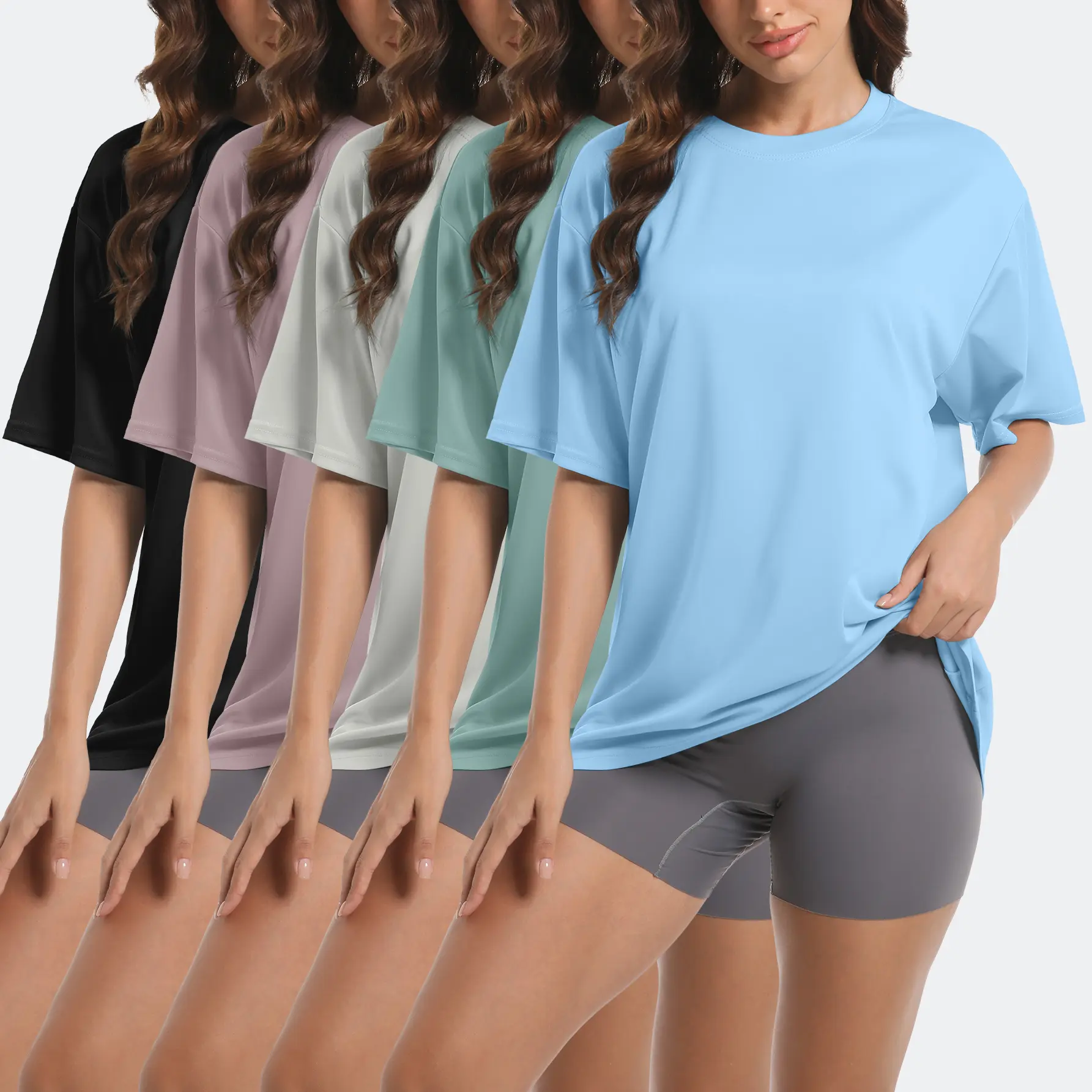 5 PACK Womens Oversized T Shirts Crew Neck Loose Fit Short Sleeve Tshirts Summer Workout Plus Size Tee Tops oversized tshirt women,summerwins