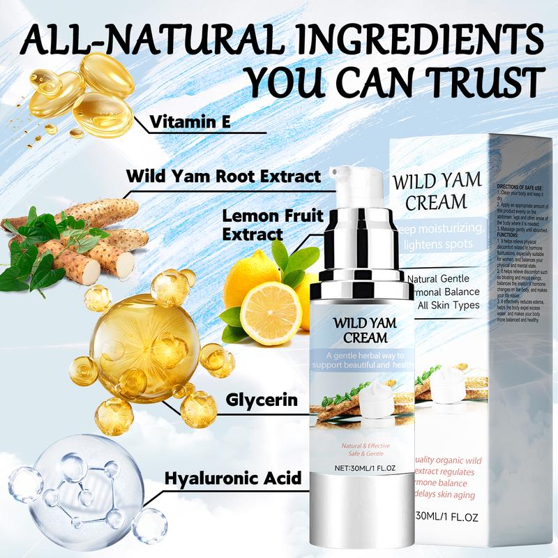 Wild Yam Cream Organic for Hormone Balance, All Natural, Promoting Perimenopause & Menopause Support for All Skin Types