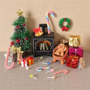 26pcs 1:12 Christmas Dollhouse Decor Set with Elk Sleigh Cedar Tree & Holiday Parts for Festive Miniature Scene Accessories Realistic Handmade Touch Ideal for Dollhouse Lovers