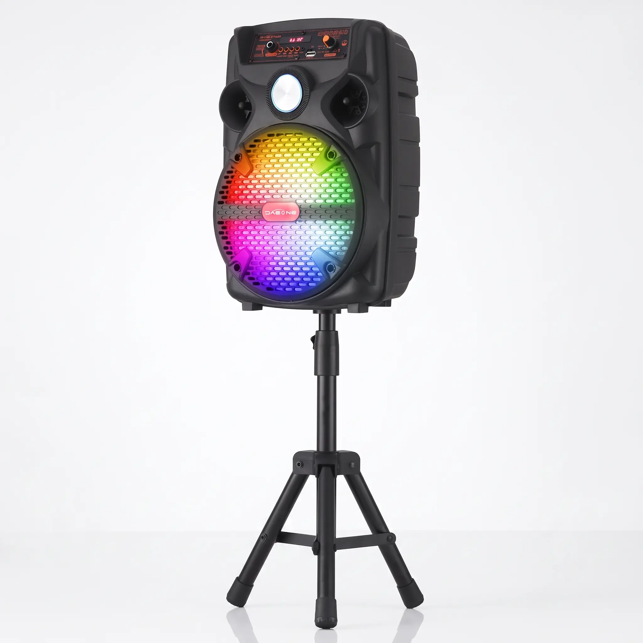 8-Inch Woofer Wireless Speaker with Collapsible Tripod Stand, Wired Microphone & Remote Control, Audio Input Box Supporting FM Radio, USB, TF Card & TWS Mode