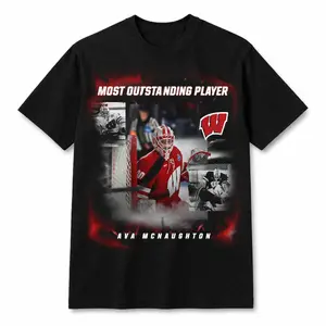 Ava McNaughton Hockey T-Shirt – MOP Award Wisconsin Badgers Goalie Graphic Tee for Fans Game Day Men's Tops