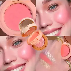 3 in 1 Matte Pearlescent Shimmer Blush Pallet Makeup Set for Radiant Cheeks Highlighting & Natural Glow
