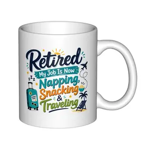 Retirement Gift Mug for Coworker Boss Dad Mom, Funny 11oz Ceramic Coffee Cup, Double-Sided Retired Mug