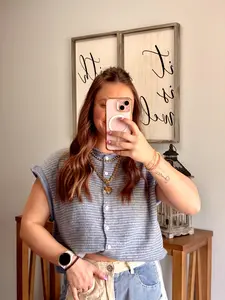 Ditsy Striped Sweater Tank