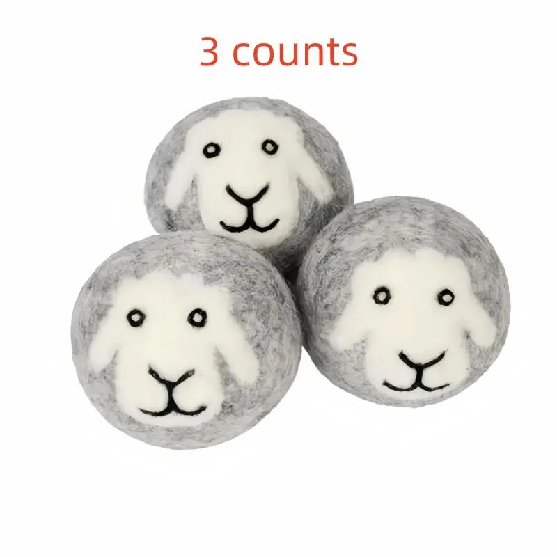 Wool Drying Ball, 3 Counts Reusable Laundry Natural Fabric Softener for Reduce Drying Time and Wrinkles, Wool Dryer Balls, Laundry Tools & Accessories, Household Items