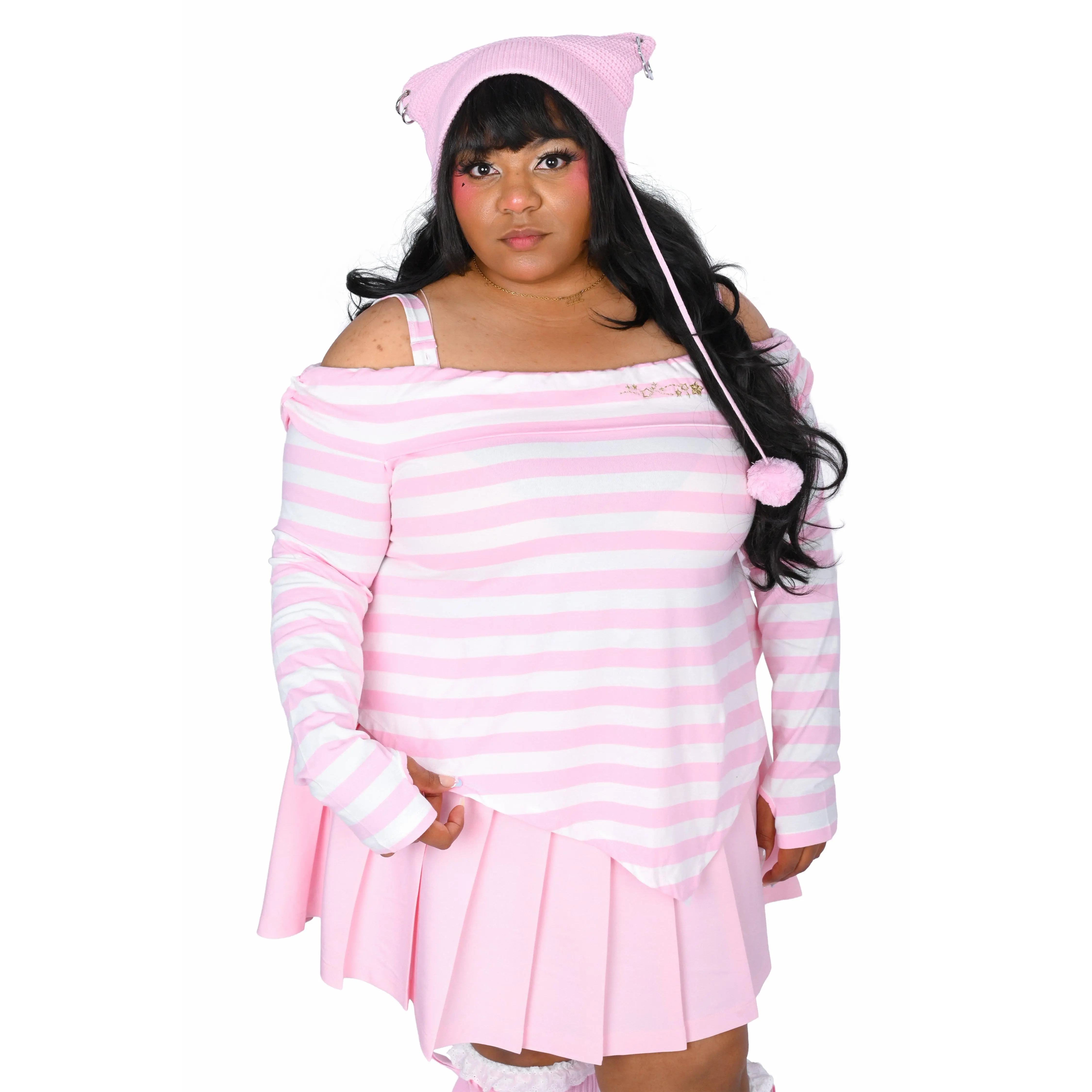 Lina Striped Top - Pink/ White