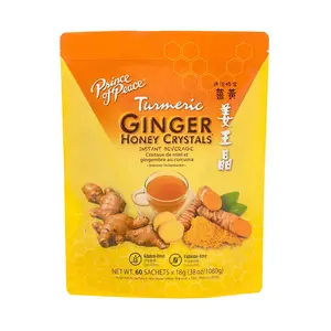 Prince of Peace Instant Ginger Honey Crystals with Turmeric, Value Pack 60 Sachets – Instant Hot or Cold Beverage Easy to Brew – Caffeine and Gluten Free – Real Ginger 38oz (1080g)