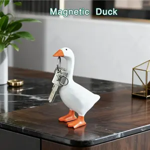 Elegant Resin Duck Desktop Sculpture, Home Decor Magnetic Key Holder & Tool Rack, Creative Gift for Bedroom Office Hotel, Statue