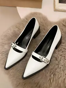 Women's French Vintage Mary Jane Shoes, Spring 2026 New European Style Pointed Toe Buckle Low Heel Single Shoe, Comfortable Workwear