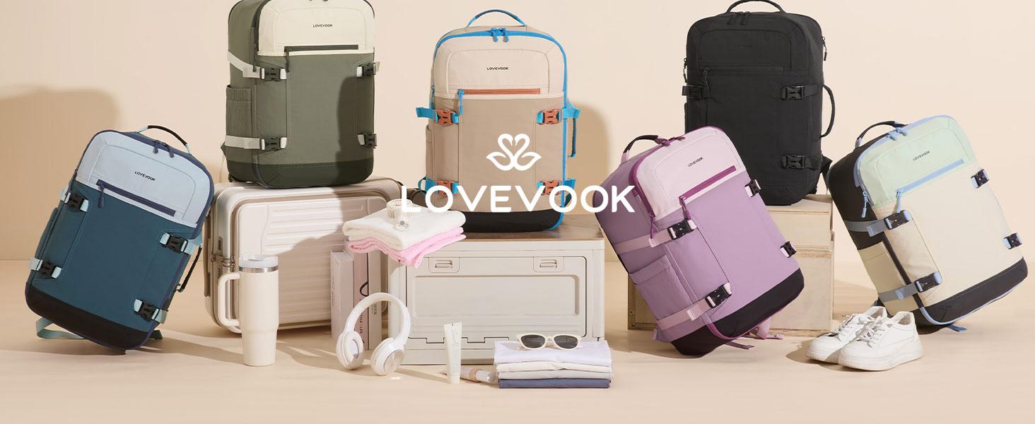 LOVEVOOK 50L Travel Backpack for Women & Men, Airline Approved Carry On Backpack with 3 Packing Cubes, TSA Personal Item Bag, Waterproof Weekender Overnight Backpack Fits 17" Laptop