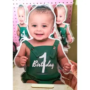 Personalized Tabletop Props - Custom Foam Character for DIY Centerpieces - 9-11" Tall - Single or Double Sided Image - Wooden Stick or Flat Base Display Options