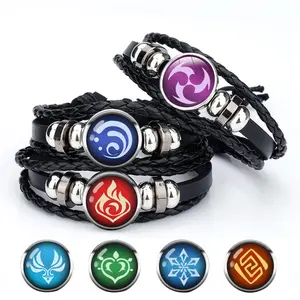 Anime Game Genshin Impact Bracelet Cosplay Prop 7 Element Weapon Eye Of Original God Leather Bracelets Women Men Bangle Jewelry