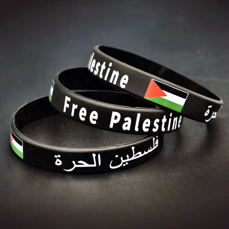 Palestine Support Silicon Bracelet – Arabic “Free Palestine” Wristband with Palestine Flag فلسطين الحرة