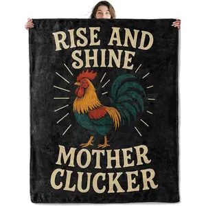 Vintage Rooster Throw Blanket Soft Cozy Lightweight Flannel Blankets with Funny Farmhouse Chicken Printed for Adults Bedroom Dorm Office