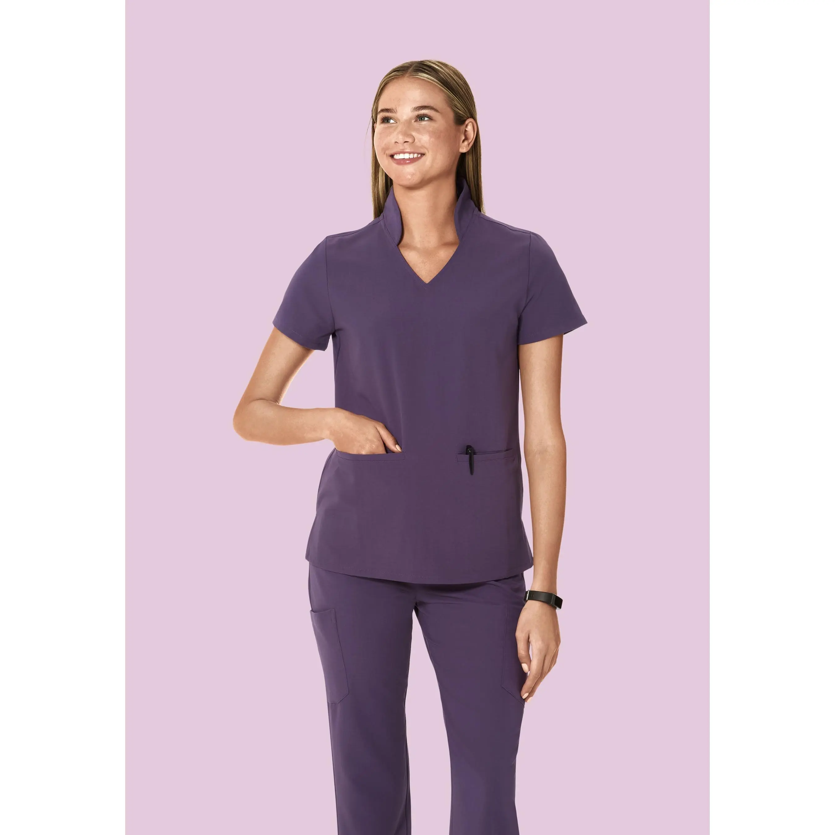 Multi Wear Collar Top Deep Dewberry