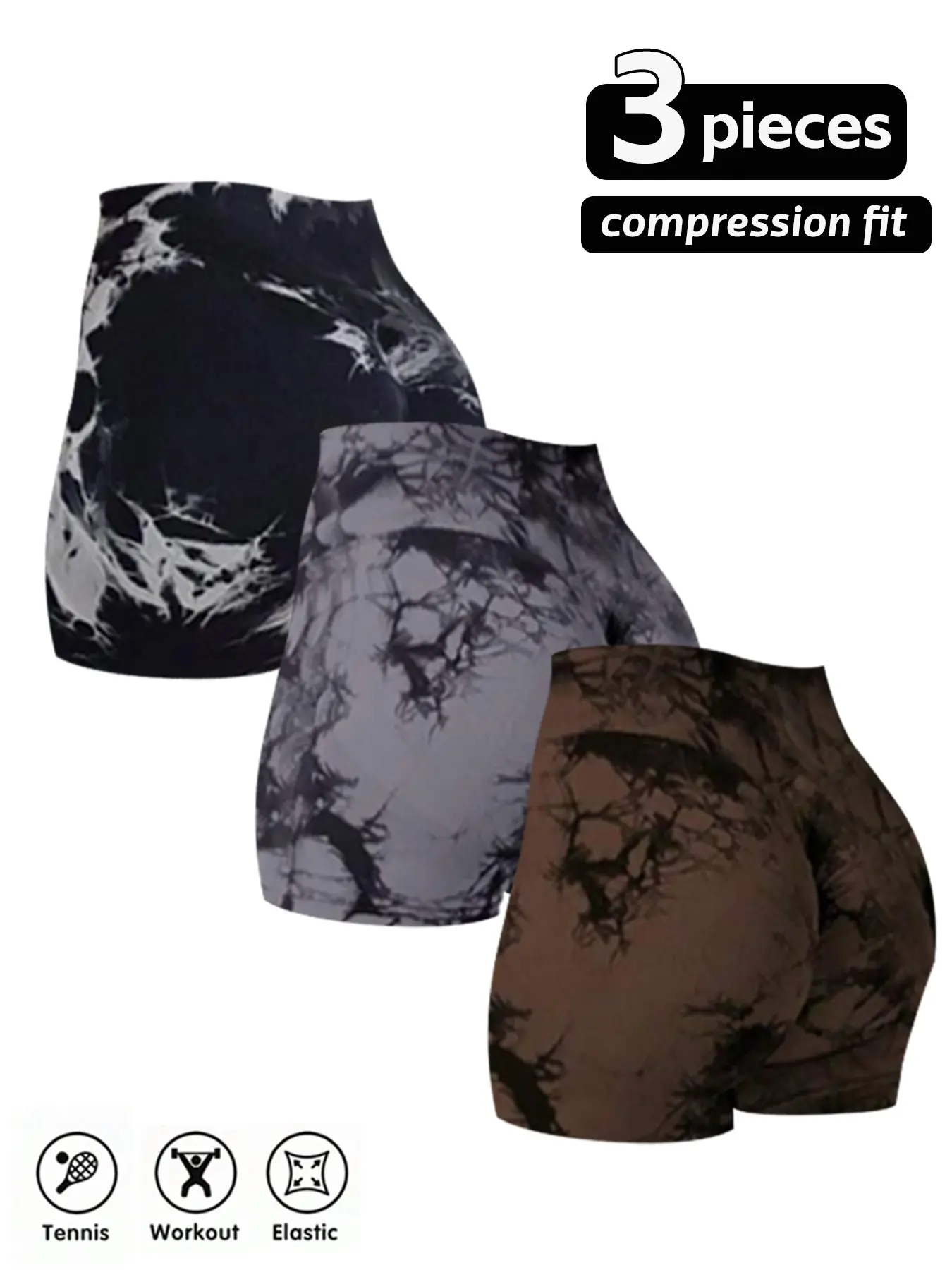 Women's Seamless High-Waisted Tie-Dye Running Workout Gym Training Shorts Set, Elastic Comfortable, Ideal for Fitness and Casual Wear, Perfect for Daily Use, Elastic Sporty Shorts, Athleisure Gym Shorts