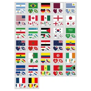 2026 World Cup USA-Canada-Mexico Soccer Temporary Tattoos Water Transfer Face Stickers for Football Fans Team Flags Waterproof Sweatproof High-Definition Colors Skin-Safe Ink Multi-Purpose Gift Set