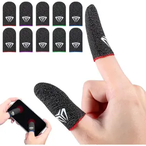 10 count Finger Sleeve for Gaming, 0.3mm Fiber Anti  E- Finger Glove, Breathable Seamless Touchscreen Fingers Cover Thumb Sleeve for PUBG Dedales, Fit All Touchscreen Devices(5 Color)