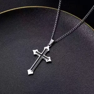 AuraNova Unisex Cross Necklace 23.6 Inch Stainless Steel Chain Minimalist Black Faith Pendant Exquisite Christian Gift for Men & Women Elegant Design