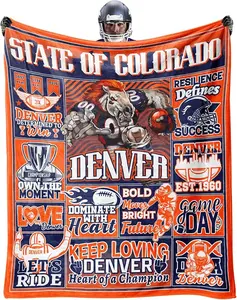 Football Blanket, Denver Blanket Gifts for Football Fans, Football Denver Fan Blanket, Game Day Gift, Game Day Blanket