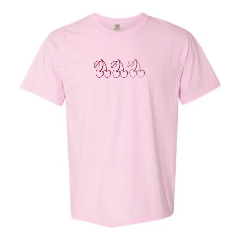 Embroidered Coquette Cherry Tshirt, Embroidered Tshirt