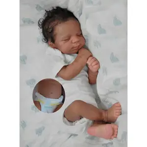 Zero Pam Black Reborn Baby Dolls Silicone Full Body, 18 in Realistic Baby Doll, African American Baby Boy,Full Silicone Baby Doll, Black Reborn Dolls with Accessories