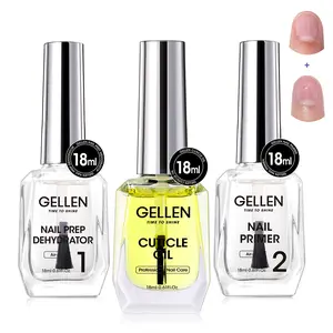 Gellen Nail Dehydrator & Primer + Cuticle Oil 18ML – Professional Nail Prep Kit Acrylic Overlays Gift
