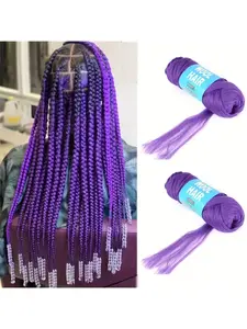 2Rolls Purple Brazilian Wool Acrylic Yarn - 70G/pcs High-Density Heat-Resistant & Heat-Resistant Curly Hair for African Crochet Braids