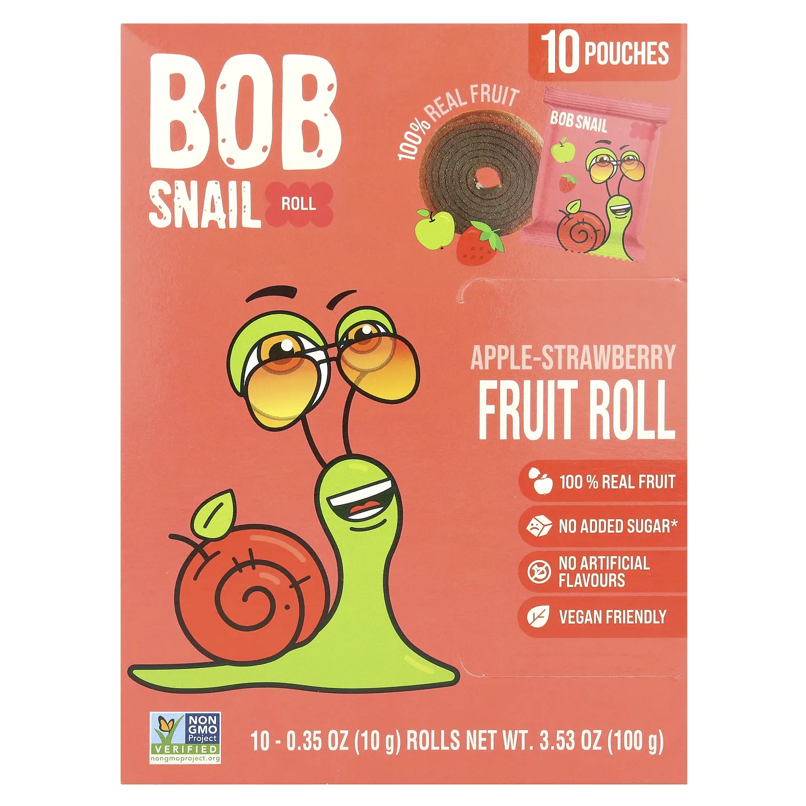 Bob Snail Fruit Rolls, Apple-Strawberry, 10 Pouches, 0.35 oz (10 g) Each Bob Snail Fruit Rolls, Apple-Strawberry, 10 Pouches, 0.35 oz (10 g) Each