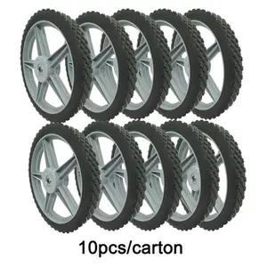 12" Spoked Plastic Wheel and Tire,  Universal Replacement Wheel for Lawn Mowers and DIY Trolley Wagon Cart 10 Pack