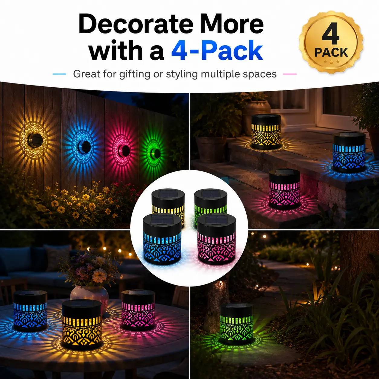 2/4PCS Solar Mandala Wall Lights Outdoor, 7 Color Changing Waterproof Solar Fence Lights for Garden Patio Yard Backyard Decor #SummerWins  #DealsForYouDays