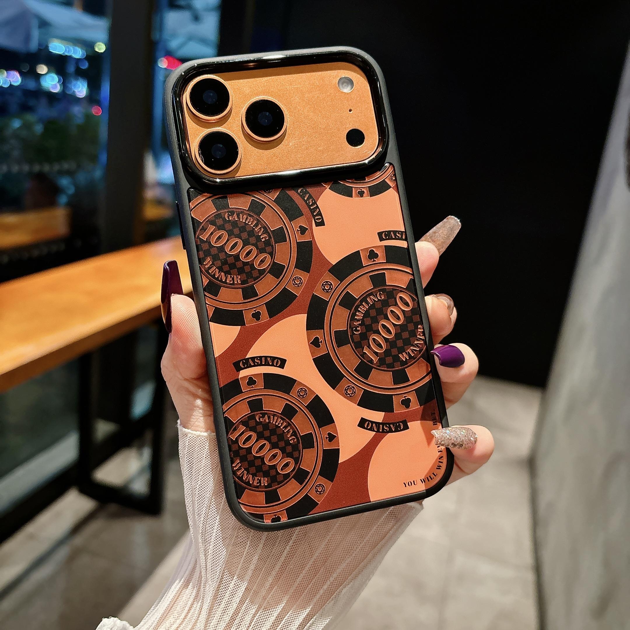 Magnetic Phone Case for Apple 17/16/15/14/13/12 Max/Plus/Pro Series — Featuring a "Lucky Chip" Pattern, Camera Protection, and Shockproof/Scratch-Resistant Design. A Stylish, Unisex Protective Cover with a Unique Gilded Pattern Finish.