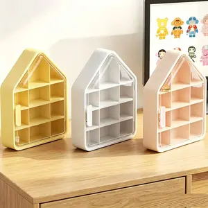 1Pcs Wall-Mounted Blind Box Display Case, Magnetic Door House-Shaped Figurine Organizer, 40.5×31.5×9.2cm Dustproof Collectible Storage Shelf, White, for Home Decor, Bedroom/Living Room Display, Blind Box Collectors and Toy Enthusiasts