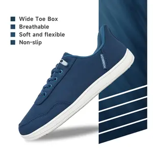 HOBIBEAR Womens Mens Free Slip On Sneakers Comfort Wide Minimalist Barefoot Canvas shoes Casual Closed sporty shoe Training Trainer Rubber Dark Blue