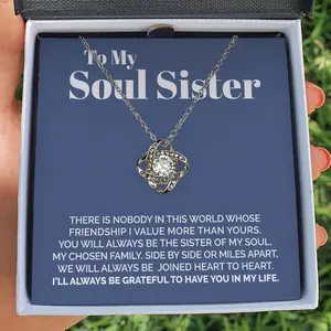 To my Sister Gift Necklace To My Soul Sister - You Will Always Be The Sister of My Soul - Women Girl Love Knot Necklace for Girls Birthday Gifts